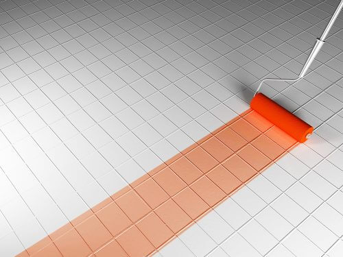 오렌지색의 타일 페인트